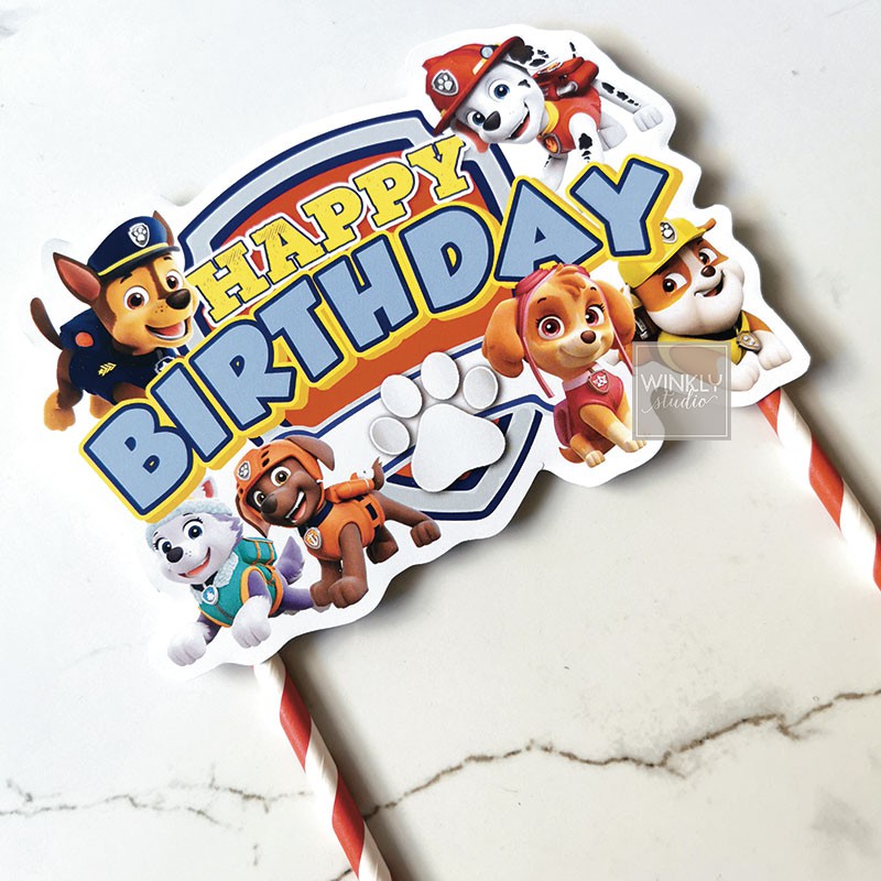 READY Big Cake Topper Paw Patrol Topper Kue Tart Chase Marshall Rubble / Hiasan Kue Ulang Tahun PAW