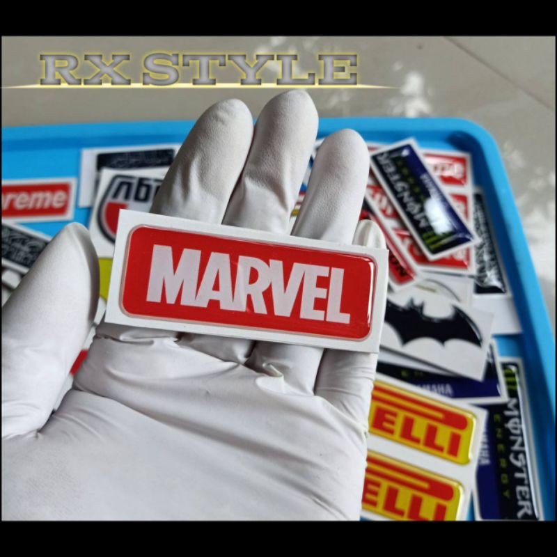 

Stiker timbul resin lentur sticker emblem Marvel