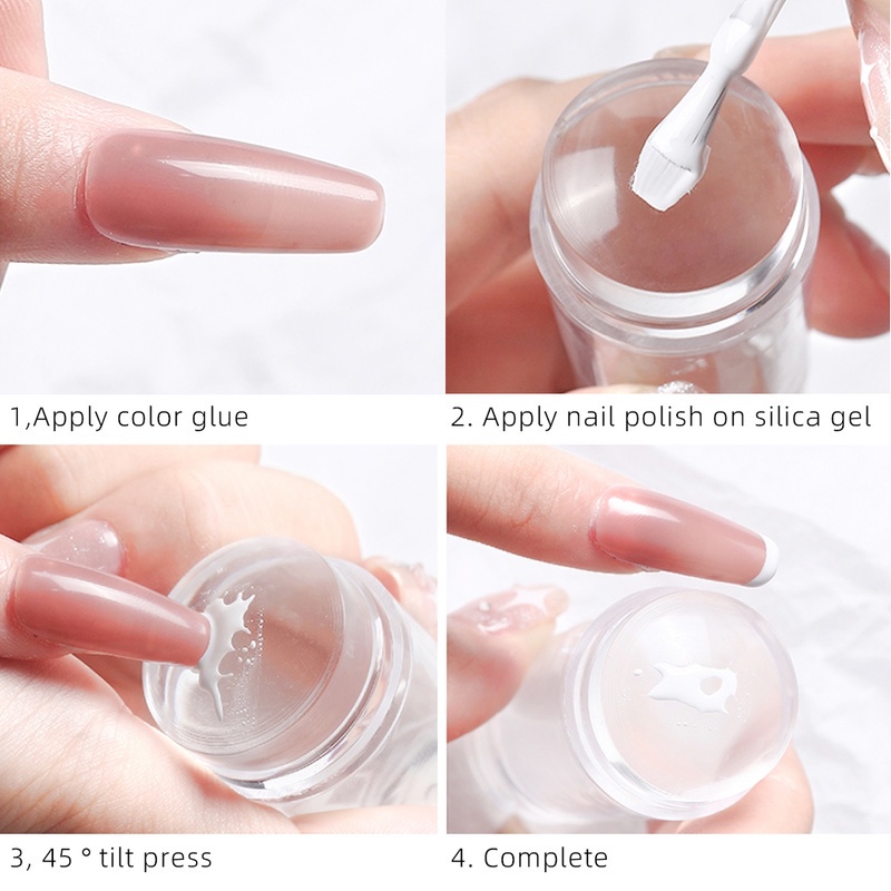 [1Set Mini Transparan Jelly Nail Art Stamp Scraper] [Desain DIY Polandia Cetak Stempel Silikon] [Aksesoris Manikur Profesional]