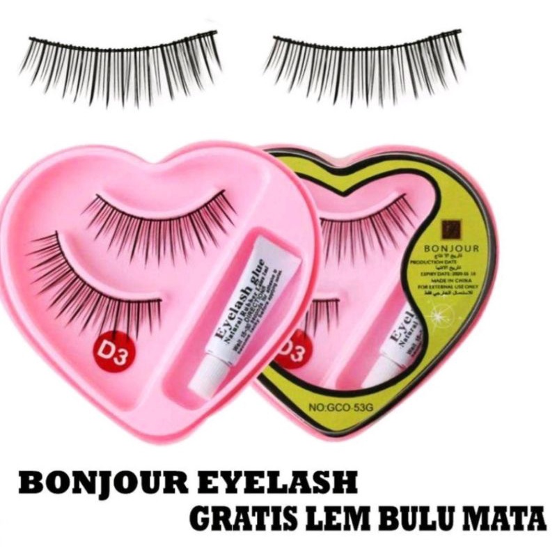 Bulu Mata Palsu Bonjour Gratis Lem / Bulu Mata Bonjour / Eyelash Bonjour [ Random ]