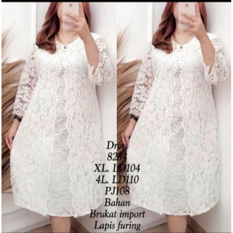 dress buka tutup sabiyan full brokat xl xxl lapis furing tangan 7/8