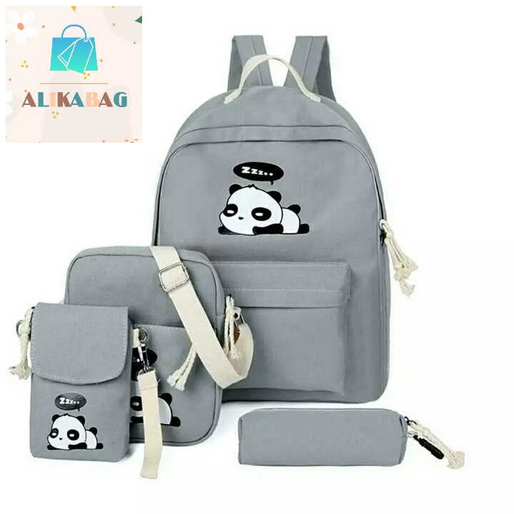 ALIKA BAG - Tas Ransel Anak Sekolah Krakter Multifungsi 3in1  Motif Panda