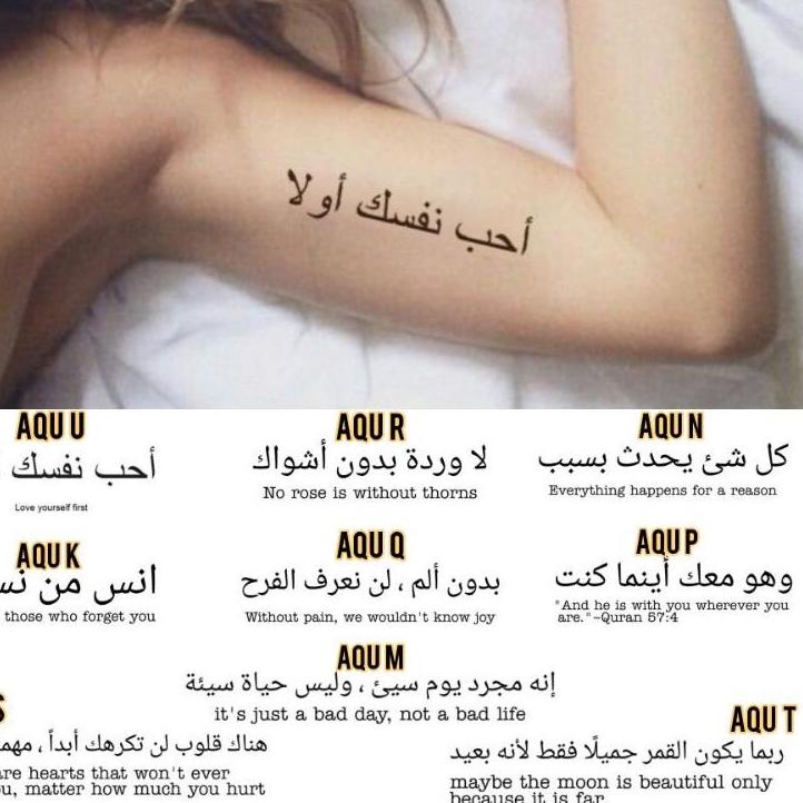 [KODE PRODUK VWLAI5847] BIG DISCOUNT⚡ Tato Temporer/Stiker Tato Minimalis - AQU - Tato tulisan arab 