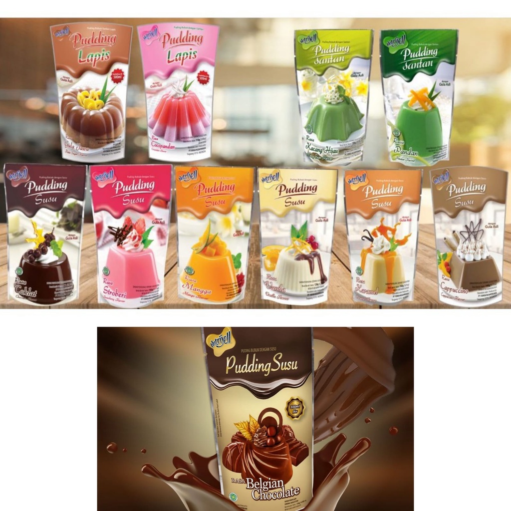 

Nutrijell pudding susu Pudding Powder Forisa Nutrijell Puding Susu rasa buah Nutrijell Puding susu Coklat Belgian BABY MPASI