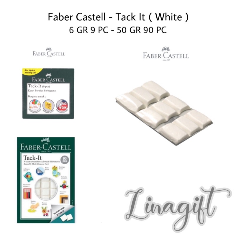 FABER CASTELL TACK IT 9 PC 6 GR / TACK IT 90 PC 50GR - ADHESIVE GLUE / LEM SERBAGUNA WHITE