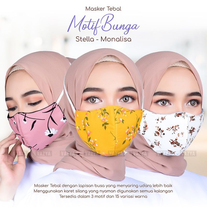 Masker Hijab Tebal 3ply Stella – Monalisa Motif