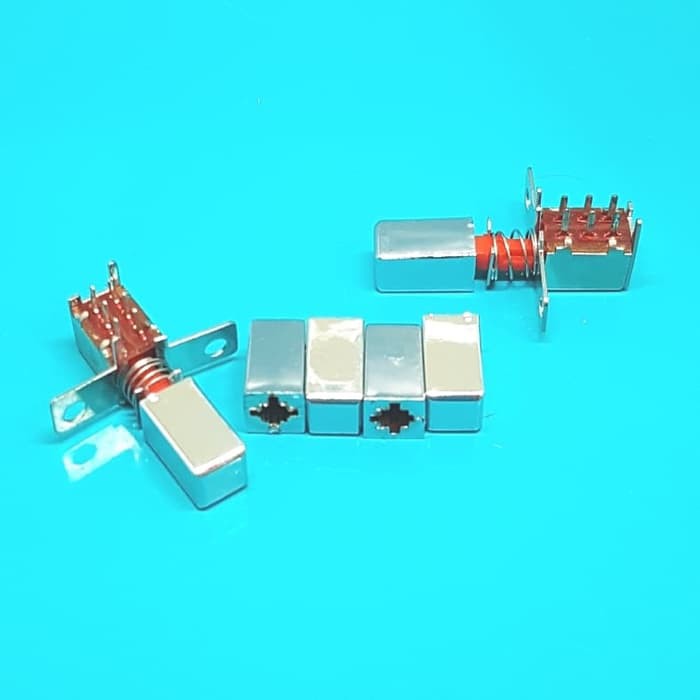 Silver Square DPDT Knob / Button Chrome 7mm. Knob DPDT Segi