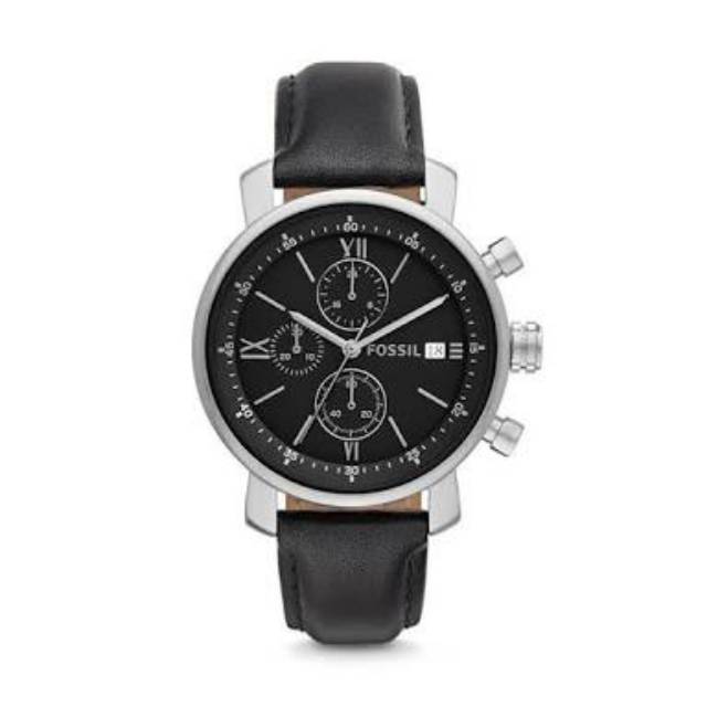 Jam Tangan Pria Fossil BQ 1006 Rhett Chronograph Leather Watch Black