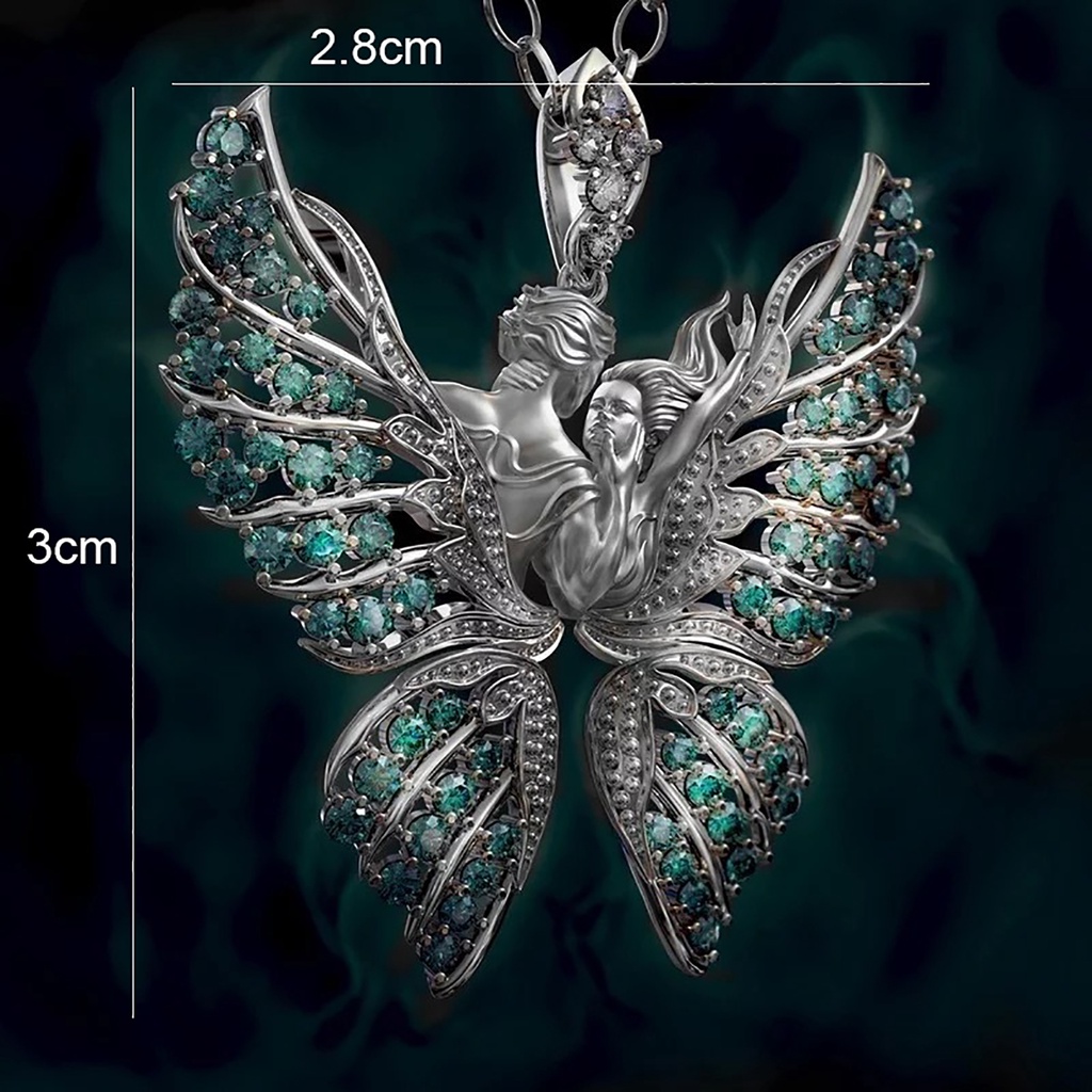 Hu Hu Hu Hu Hu Alat Bantu Pasang Kacamata♡ Kalung Rantai Liontin Sayap Malaikat Bahan Alloy Aksen Berlian Imitasi Untuk Wanita