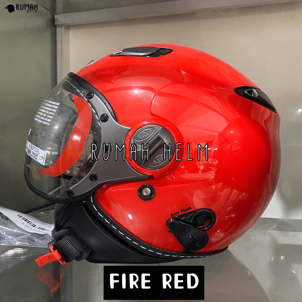 Helm KYT Retro Elsico Solid Polos-Fire red
