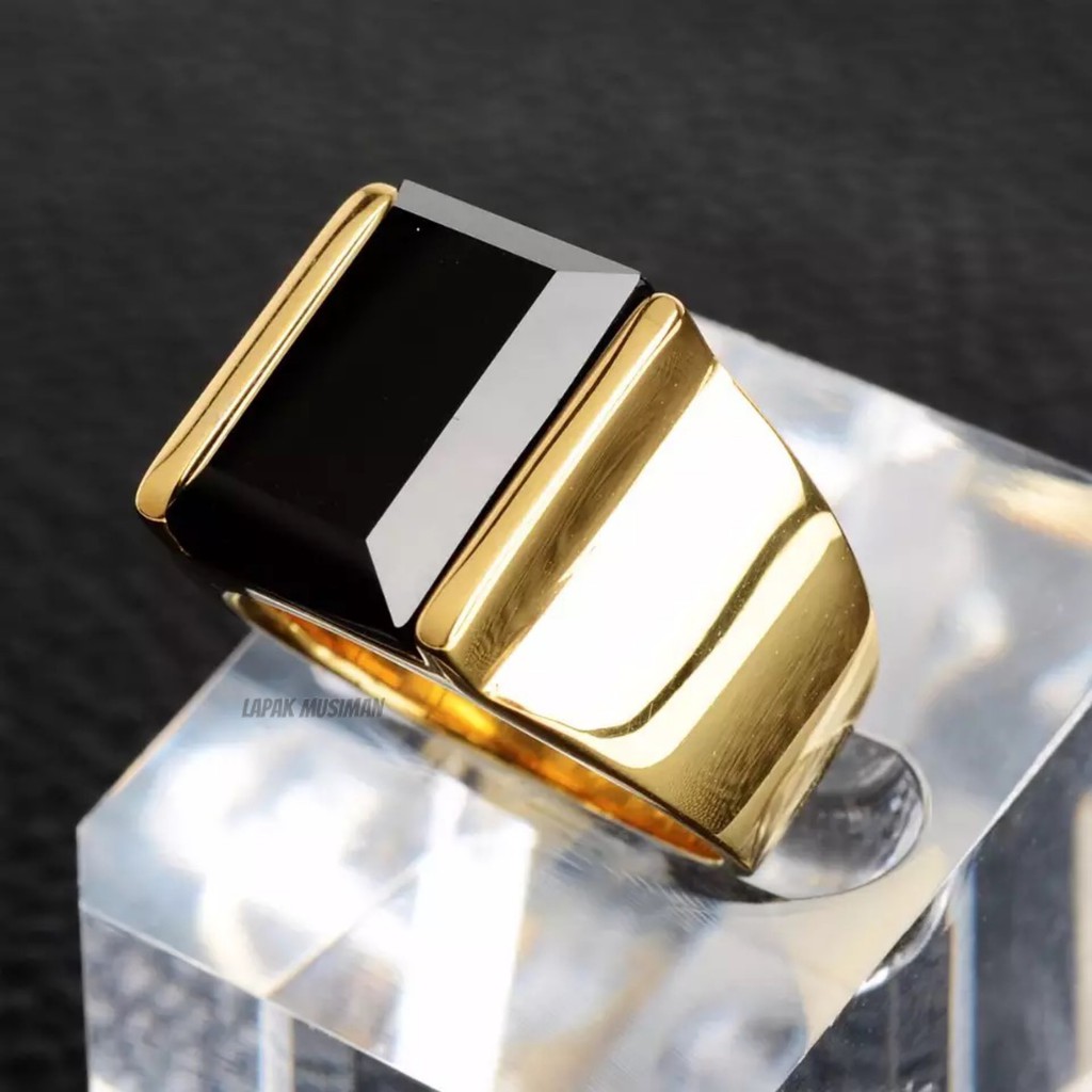 [Bayar di Tempat] CINCIN PRIA SUPER KEREN BLACK ONYX ASLI - MODEL EKSLUSIF