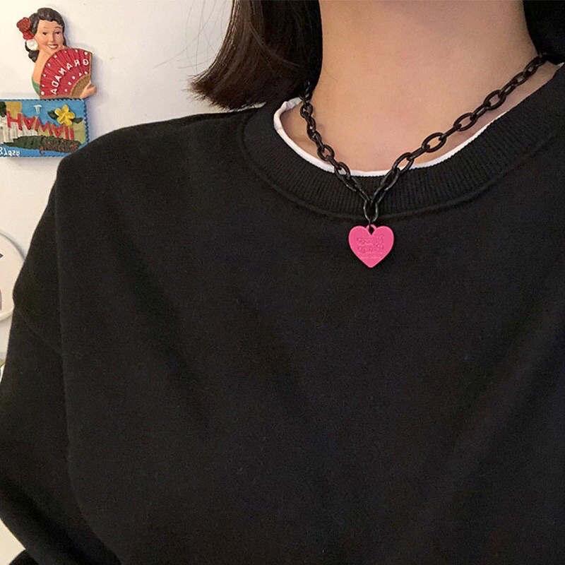 Kalung Liontin Hati Kalung Wanita Gaya Hip-hop Untuk Wanita