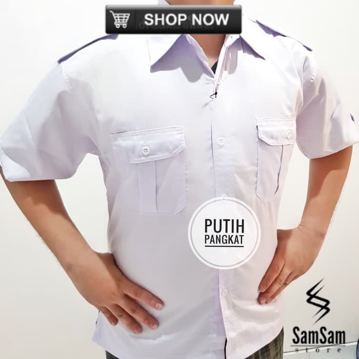 kemeja putih PNS pria baju PDH cowok - Putih, S