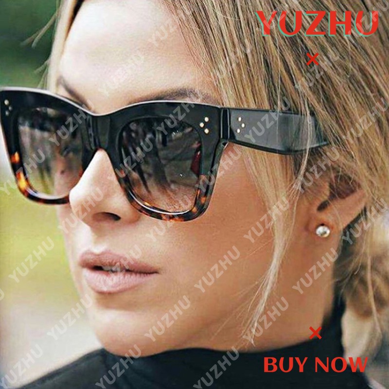 (YUZHU) Bayar Di Tempat Kacamata Hitam Wanita Model Eropa + Amerika Retro Frame Oversized anti-uv400