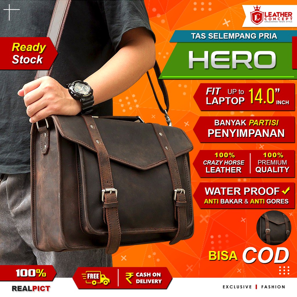 Tas Kulit Asli Tas Selempang Kulit Asli Tas Kerja HERO By Napoleon
