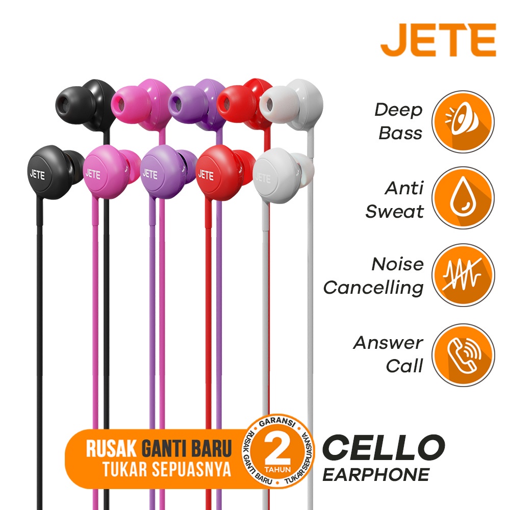 Headset Bass I Handsfree  I Earphone  JETE Cello - New Color Edition - Garansi 2Th