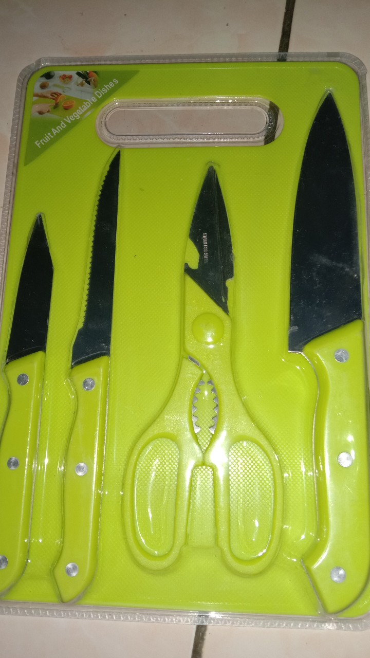 Set Pisau Dapur Plus Talenan/set Pisau Dapur 5 In 1