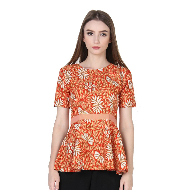  Blouse  Batik  Wanita Termurah Rianty Batik  Velisia Orange 