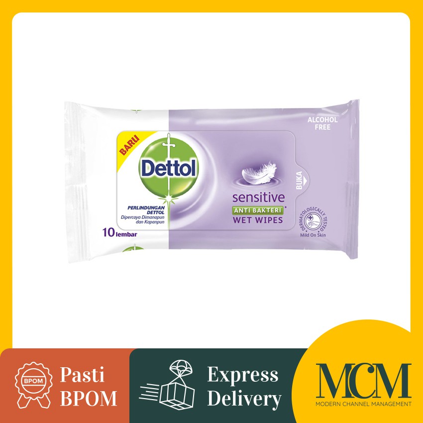 Tisu Basah Dettol Sensitive Wipes isi 10 Sheets