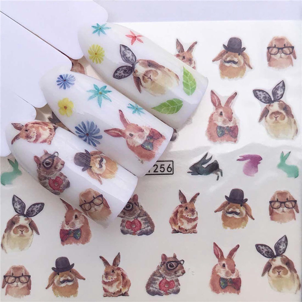 [POPULAR] Summer Nail Art Animal Image Rose Transfer Decal Cute Panda Cartoon Nail Art Stickers Flower Butterfly Blossom Leaf Sliders Decoration Flower Leaves