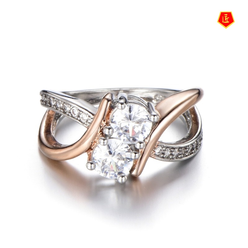 [Ready Stock]Creative Women Rose Gold Diamond-Studded Ring