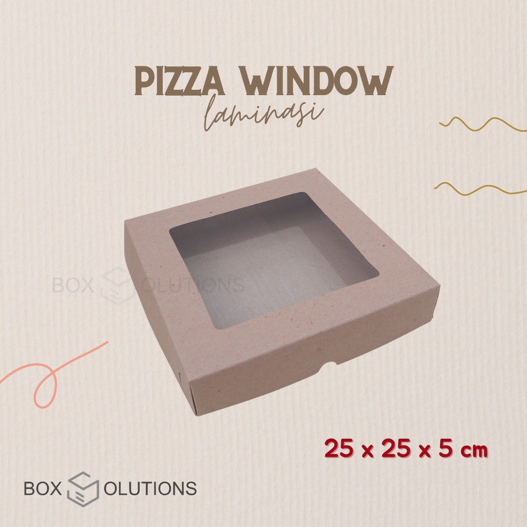 

dus kue / box pizza window kraft LAMINASI 25x25x5 cm - isi 10 pcs (365 GSM TEBAL)