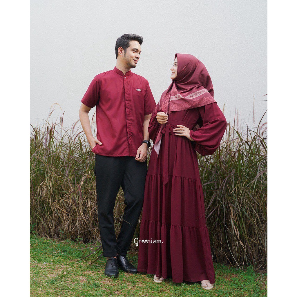 Greenism Sarimbit Raya INESA &amp; IHSAN (Maroon) Quality Premium Syari'i - Set Family