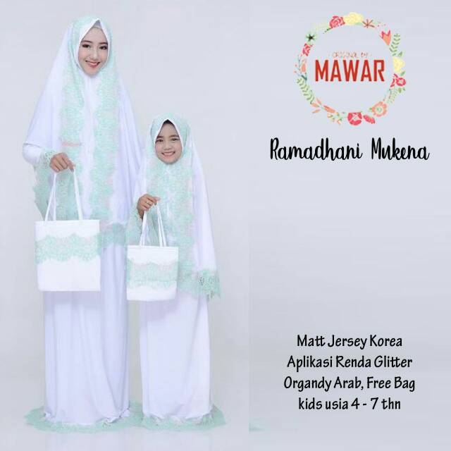 Mukena couple Ramadhani / Mukena Couple Ibu dan Anak / Mukena couple Mom n Kids