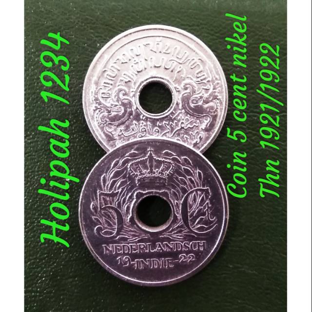Coin 5 cent bolong nikel thn 1921/1922