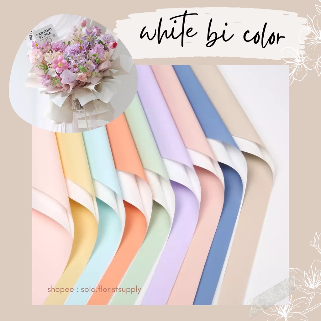 

ECER WHITE BI COLOR FLOWER WRAPPING CELLOPHANE 2 TONE DUA WARNA KERTAS BUKET BUNGA FLORAL WRAP SOFT