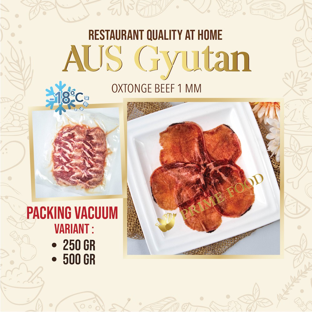 

AUS Gyutan Ox Tounge Beef 1mm MM0073 daging lidah sapi slice bbq