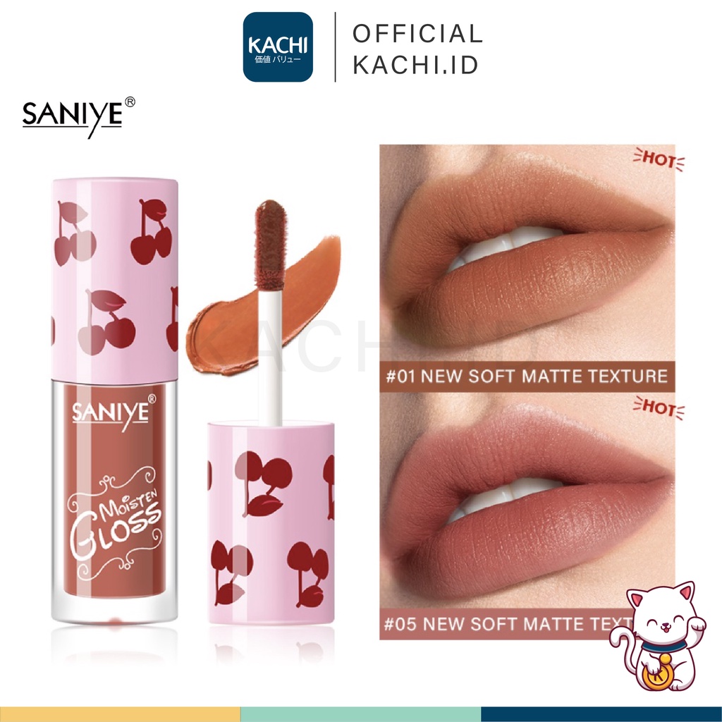 KACHI - SANIYE Moisten Gloss Lipstick Cair Kosmetik Velvet Soft Matte Waterproof SA004