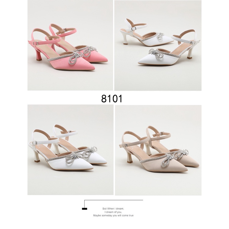 HELIVA KELIN High Heels 6,5cm Ankle Warp Gesper Bahan Satin Halus 8101 Original Brand