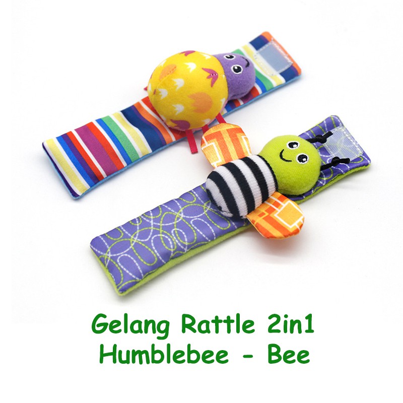 Gelang Rattle 2in1 PREMIUM Wrist Rattle Boneka Mainan Bayi Lucu Edukasi Sensori Bayi Krincingan