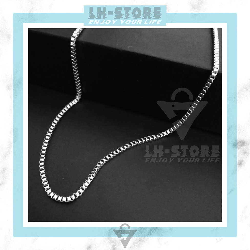 KALUNG TITANIUM KOTAK ITALY PRIA WANITA SILVER SEPERTI MAS PUTIH ANTI KARAT ANTI LUNTUR [KR-05]