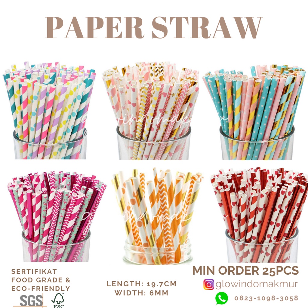 Sedotan Kertas Paper Straw Sedotan Ramah Lingkungan Sedotan Steril