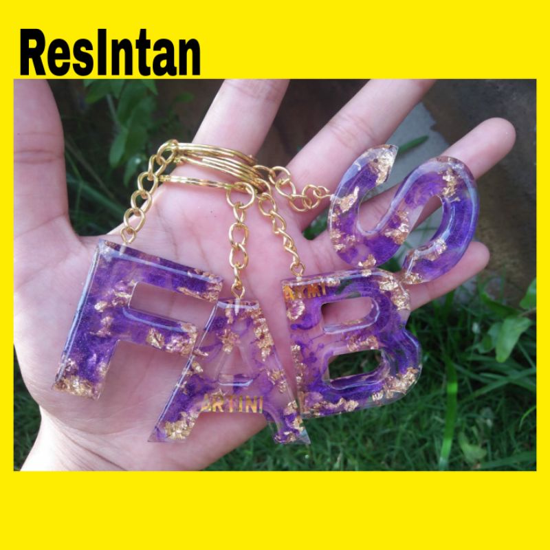 Resin keychain custom gantungan kunci nama abjad abc Resin alphabet