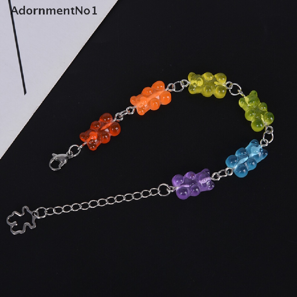 (AdornmentNo1) Gelang Tangan Handmade Motif Kartun Beruang Bahan Stainless Steel Untuk Wanita