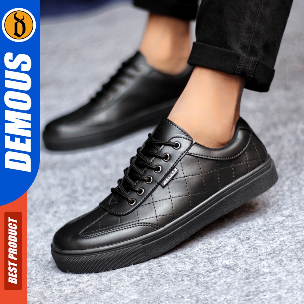 Sepatu Sneakers Pria Sepatu Casual Pria Kulit Pu Kerja Sepatu Hitam Pria DEMOUS PEDRO