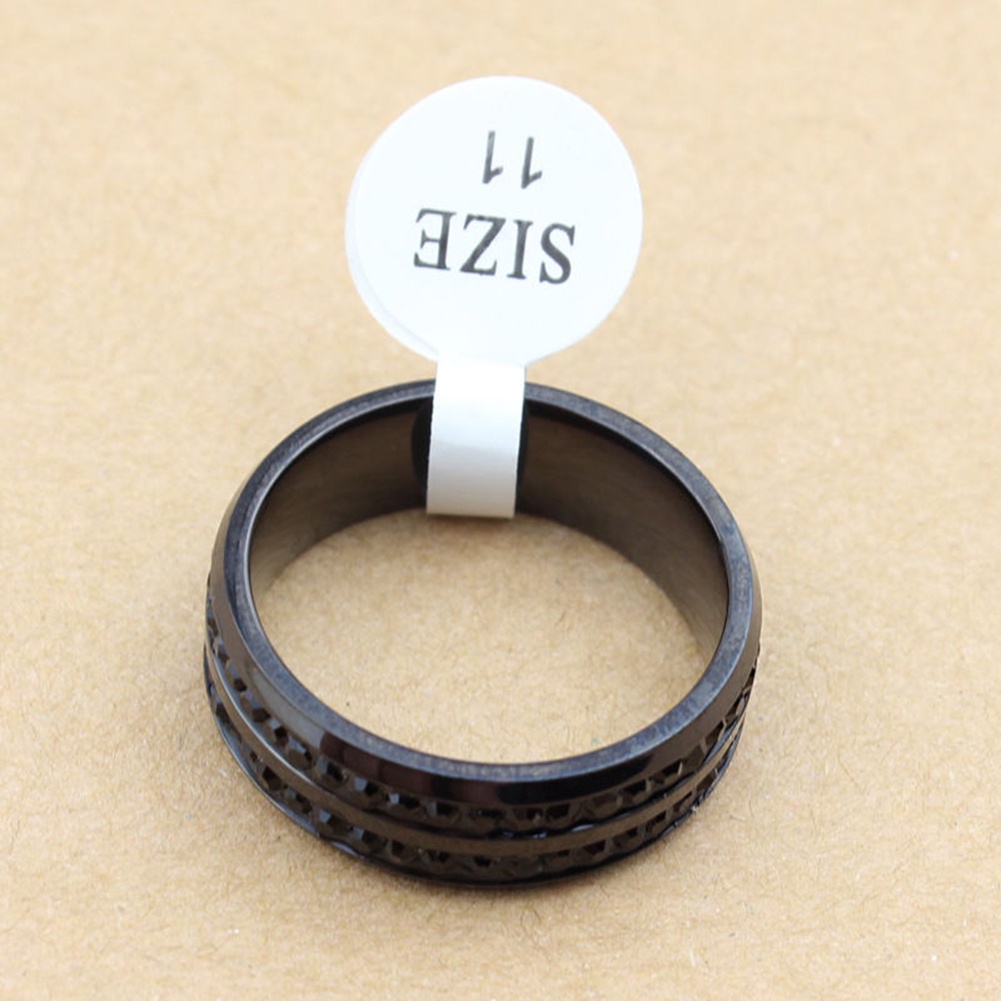 Hu Hu Hu Hu Hu Alat Bantu Pasang Kacamata♡ Cincin Pernikahan 2 Baris Bahan Stainless Steel Warna Hitam Ukuran US 7-12 Untuk Unisex