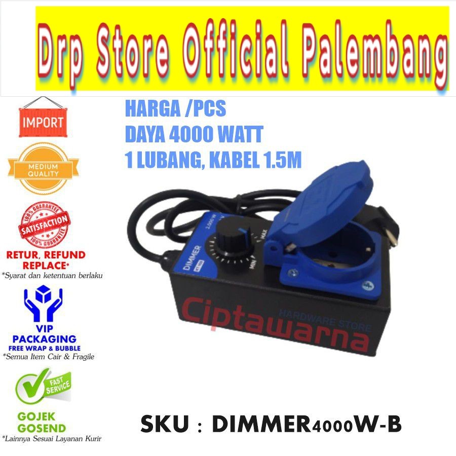 DIMMER AC 4000W 4000 WATT PENGATUR KECEPATAN DINAMO BOR GERINDA BIRU