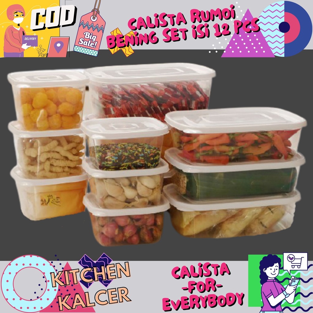 TOPLES CANTIK CALISTA RUMOI BENING TOPLES SET ISI 12PCS / TEMPAT MAKANAN WADAH BUMBU DAPUR