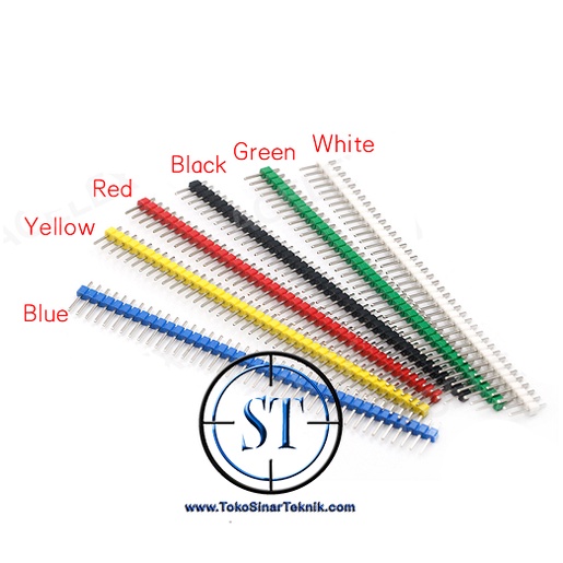 COLOR - Pin Header 2.54mm Male 40 Pin Single Row Strip Warna Connector Strap 40 Kaki Warna warni Jantan