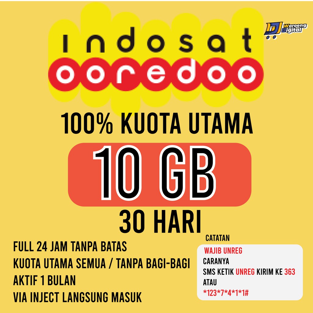 Paket data Indosat 10 GB full 24 jam termurah