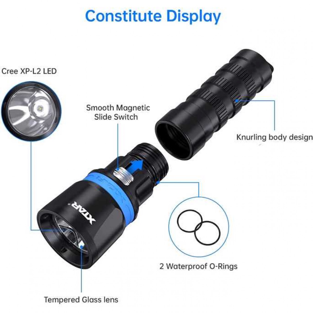 Senter Diving Selam Waterproof LED CREE XP L2 1000 Lumens IPX8 Aluminium Alloy