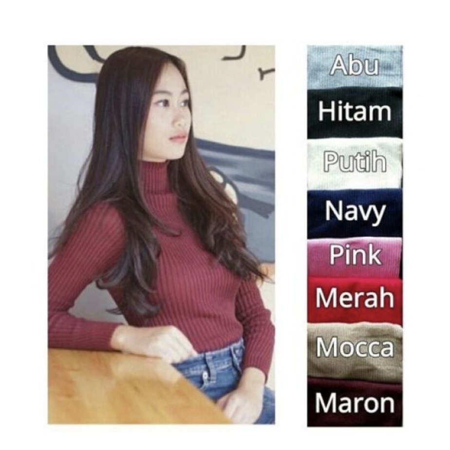 Rajut Ribbed Turttle Daisy Sweater Rajut /  / SWEATER WANITA / SWEATER POLOS WANITA / SWEATER TERBAR