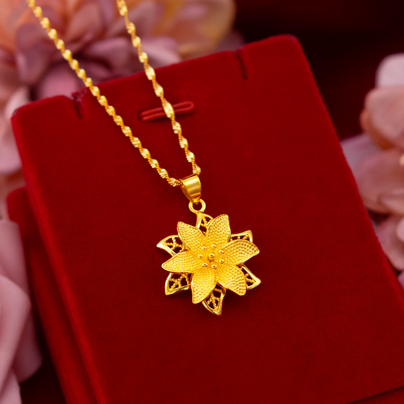 Kalung Emas Asli Kadar 375 Dengan Liontin Bunga Bauhinia Untuk Wanita