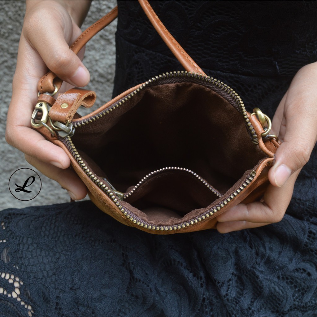 LOOD TAS WANITA KULIT ASLI SELEMPANG DAISY - GRATIS UKIR NAMA