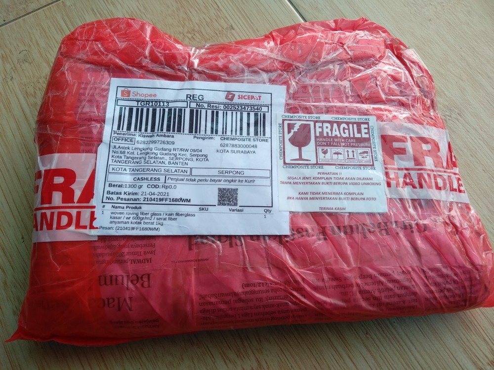 Woven Roving Fiber Glass / Kain Fiberglass Kasar / Wr 600gr/m2 / Serat Fiber Anyaman Kotak Berat 1kg