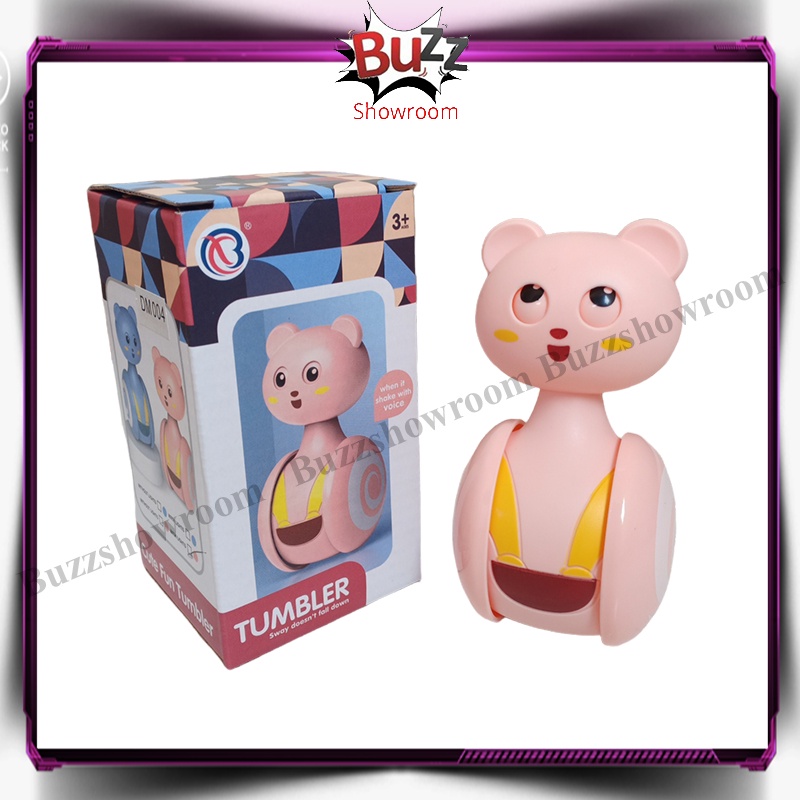 Mainan Bayi Rattle Kucing Teether Tumbler Roda Roly Poly Lampu Jerapah